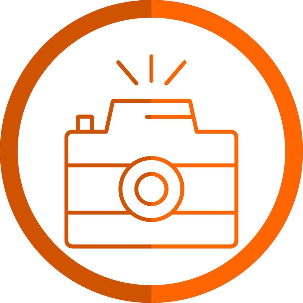 foto cámara línea naranja circulo icono vector