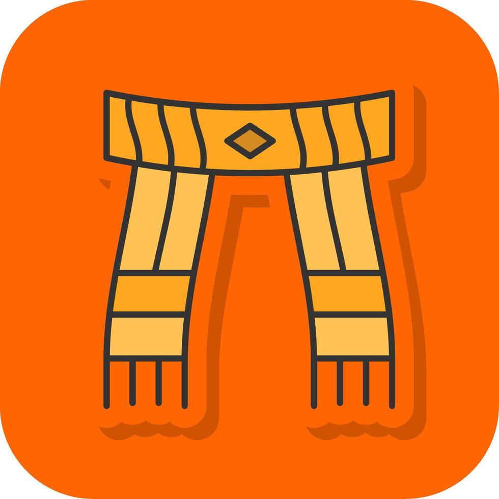 Scarf Filled Orange background Icon vector