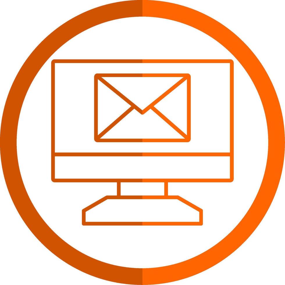 Monitor Line Orange Circle Icon vector