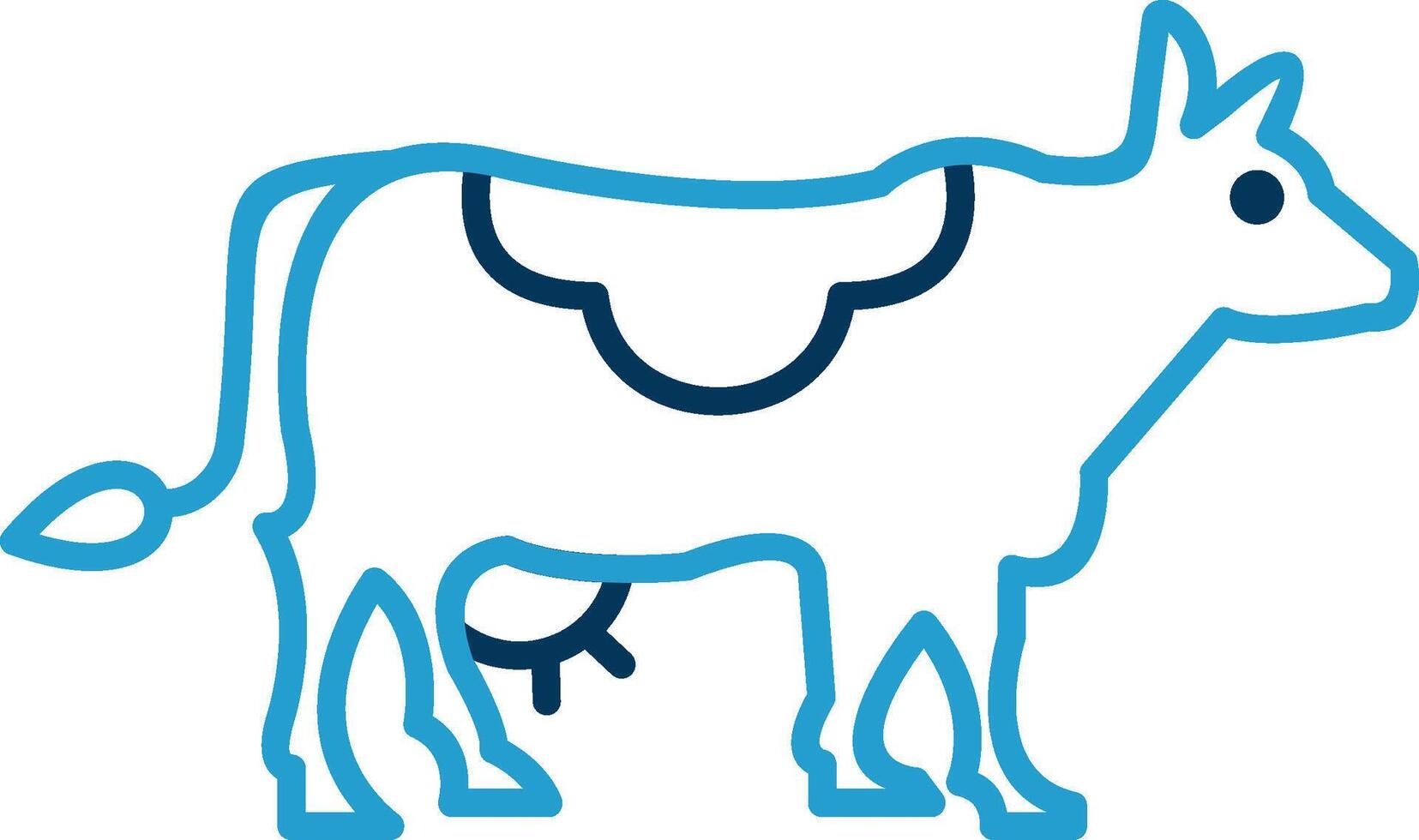 vaca línea azul dos color icono vector