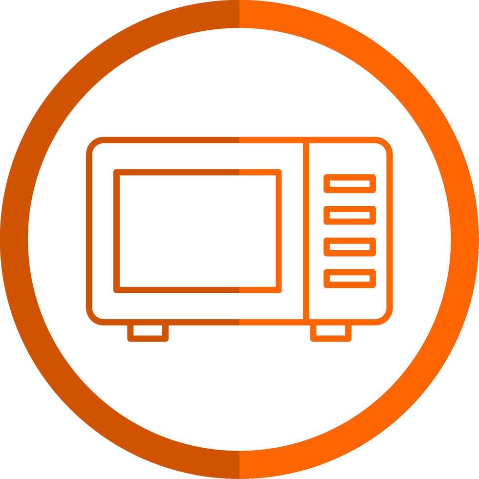 Microwave Line Orange Circle Icon vector