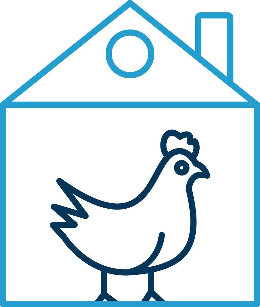 pollo línea azul dos color icono vector