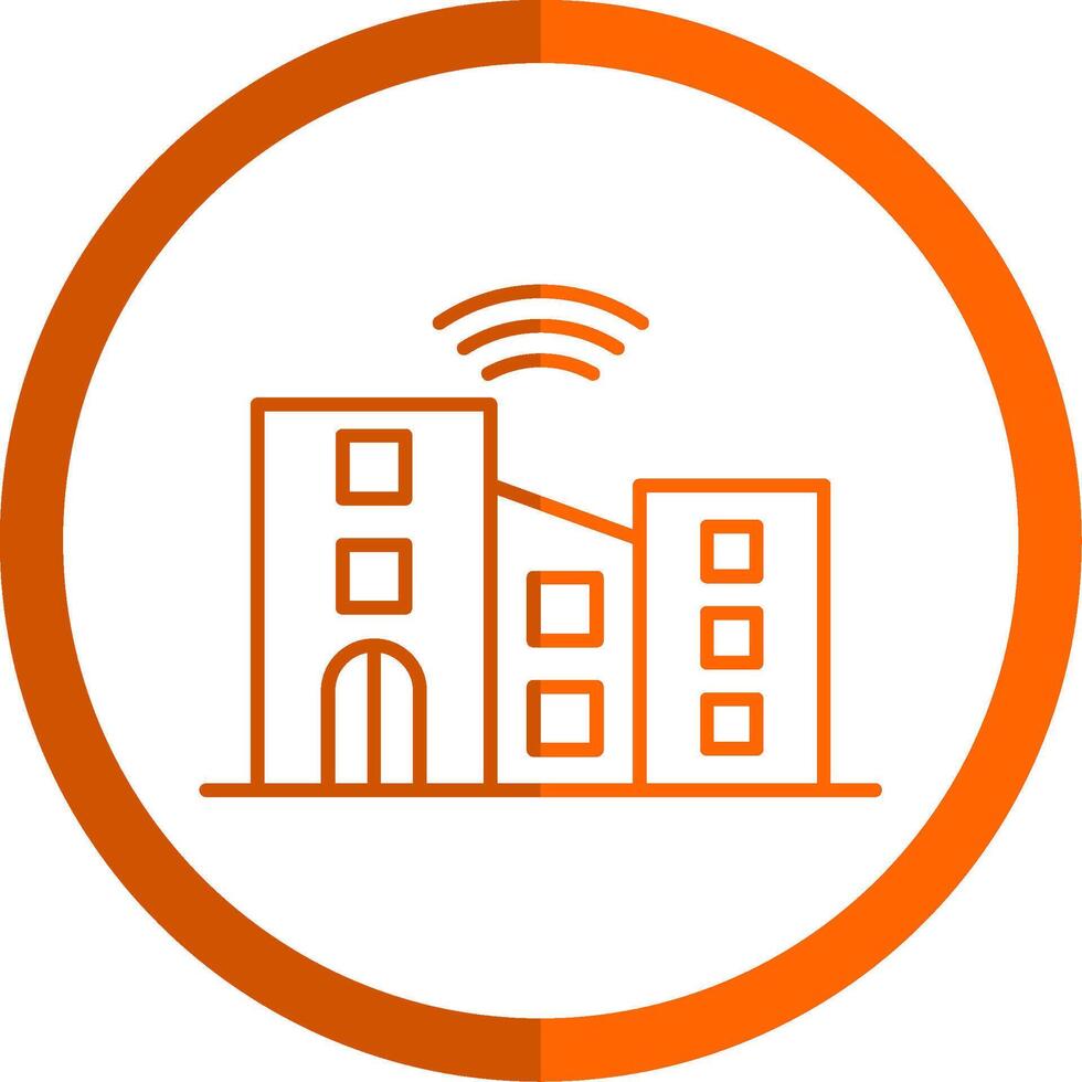 Smart City Line Orange Circle Icon vector