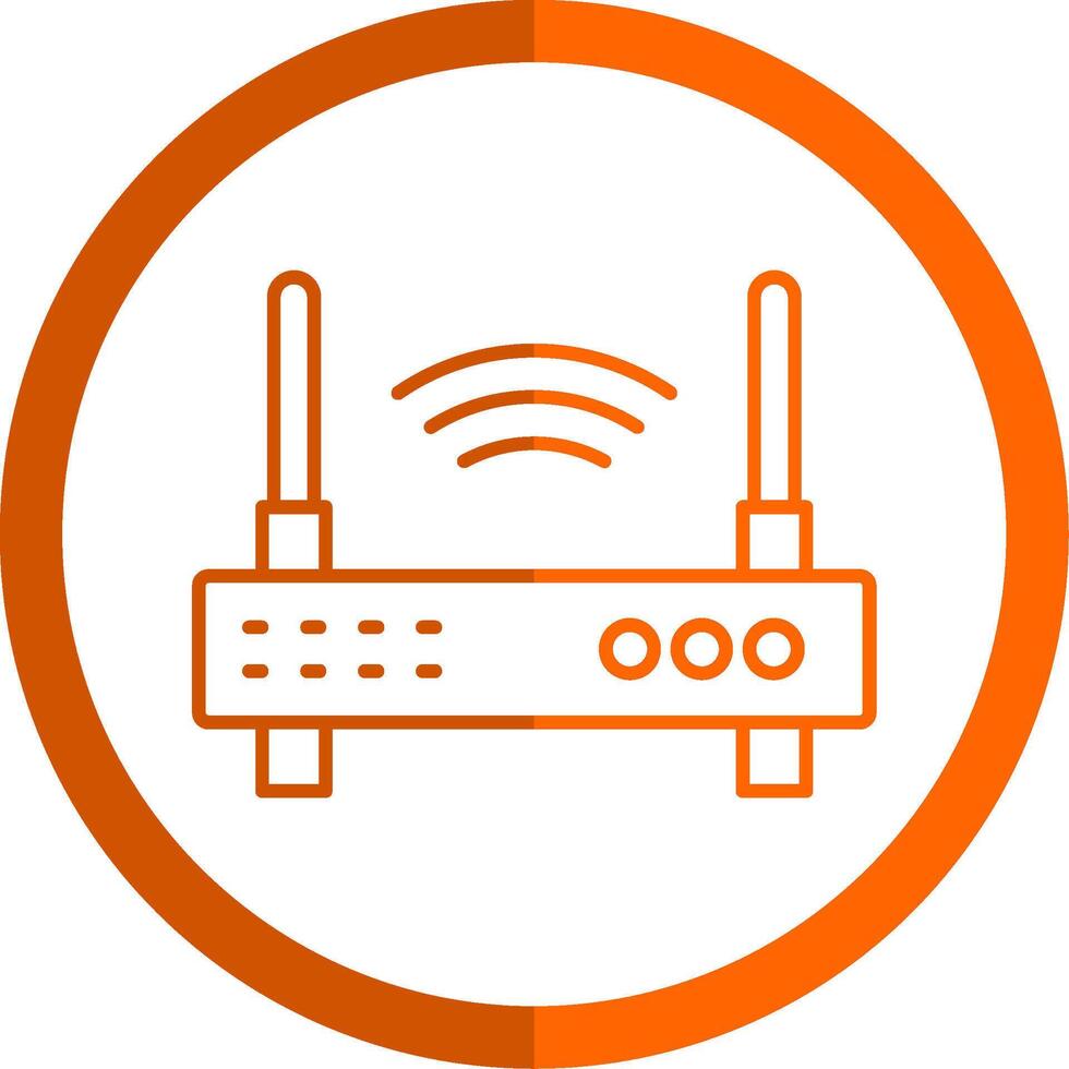 Wifi Router Line Orange Circle Icon vector