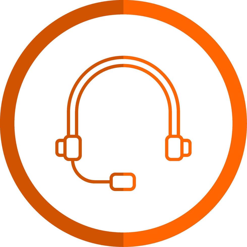 Headset Line Orange Circle Icon vector