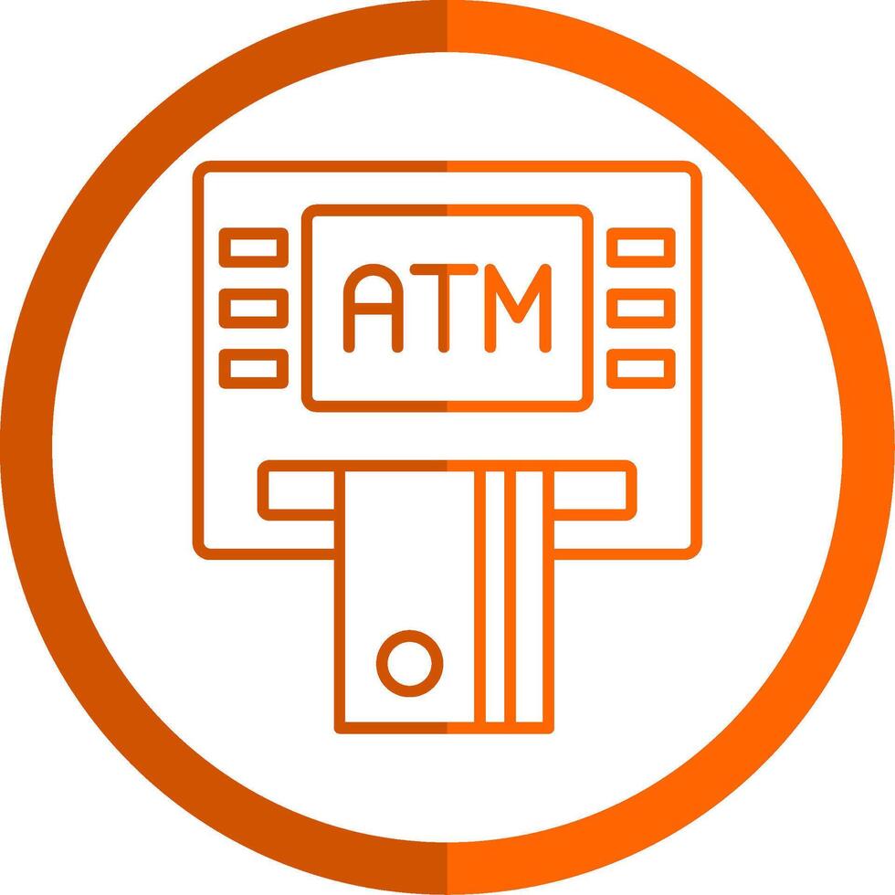 Atm Machine Line Orange Circle Icon vector