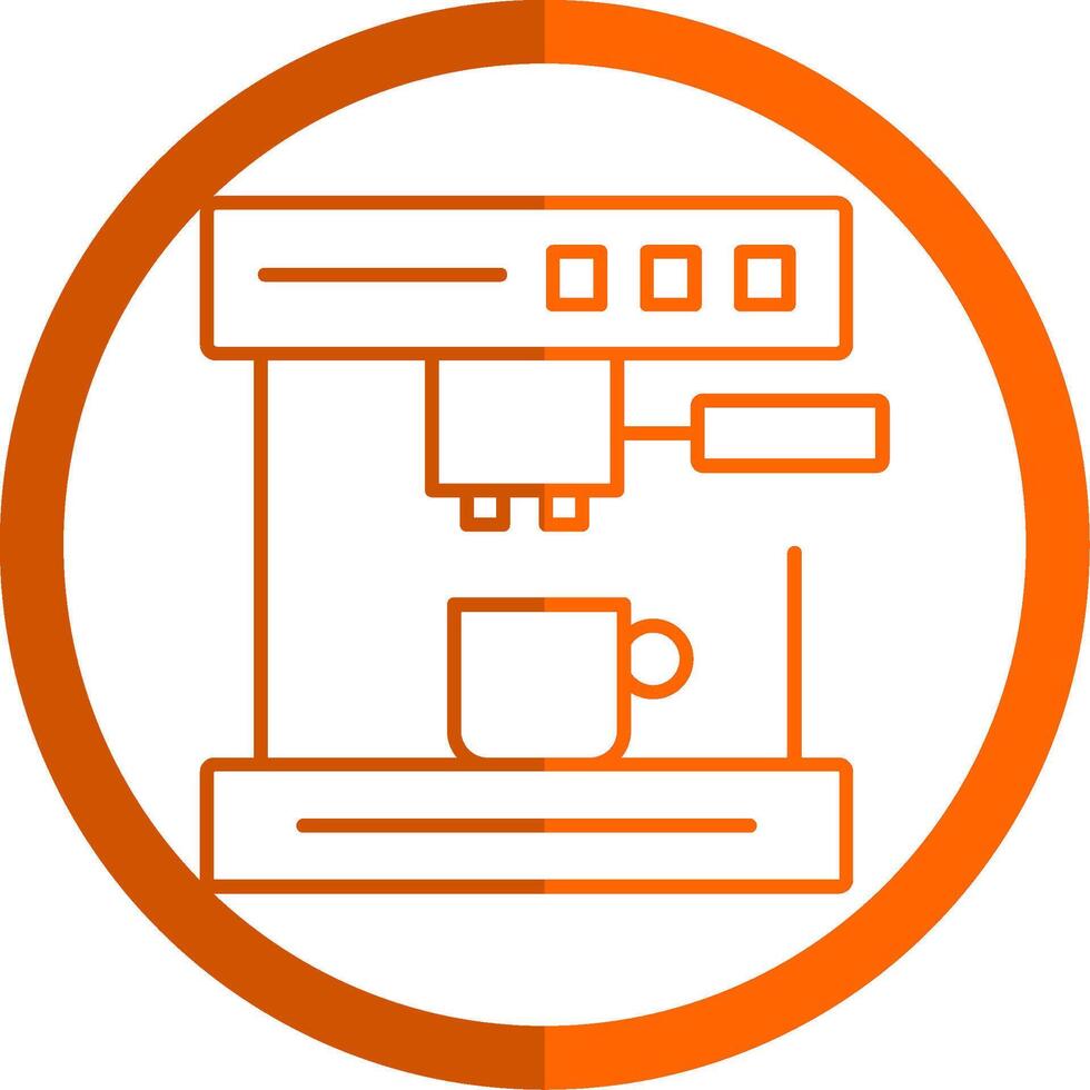 Coffee Machine Line Orange Circle Icon vector