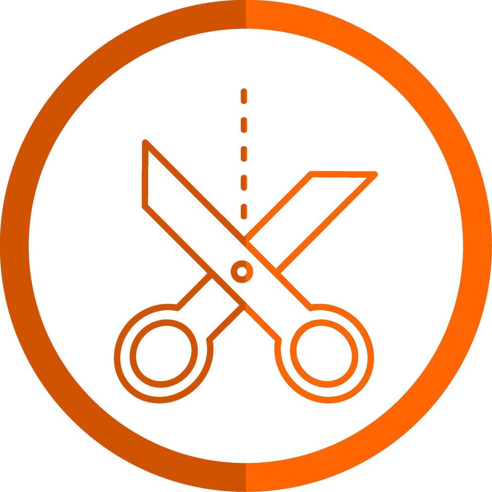 Scissor Line Orange Circle Icon vector