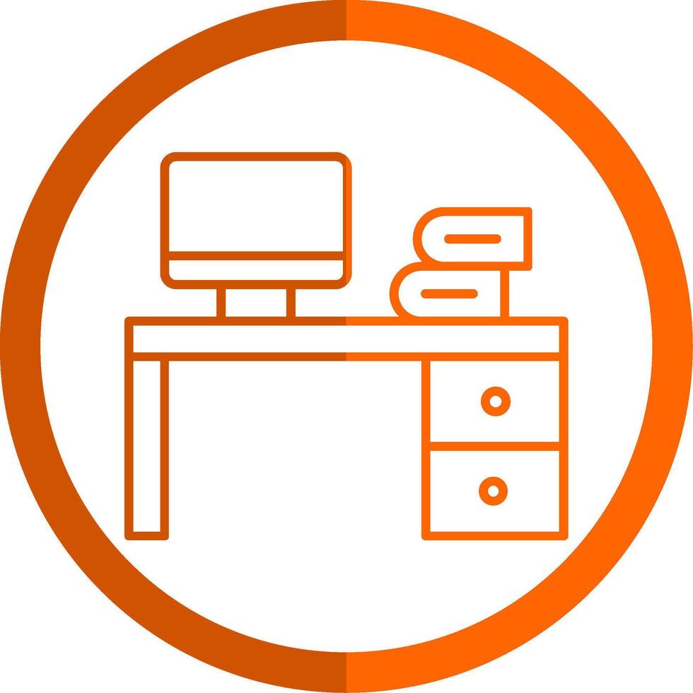 Table Line Orange Circle Icon vector