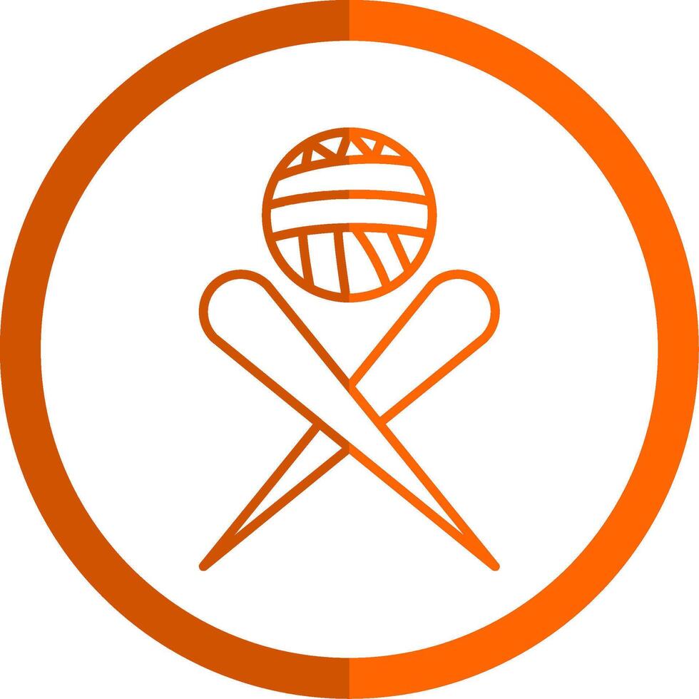 Knitting Needles Line Orange Circle Icon vector