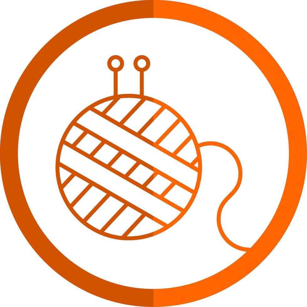 Wool Ball Line Orange Circle Icon vector