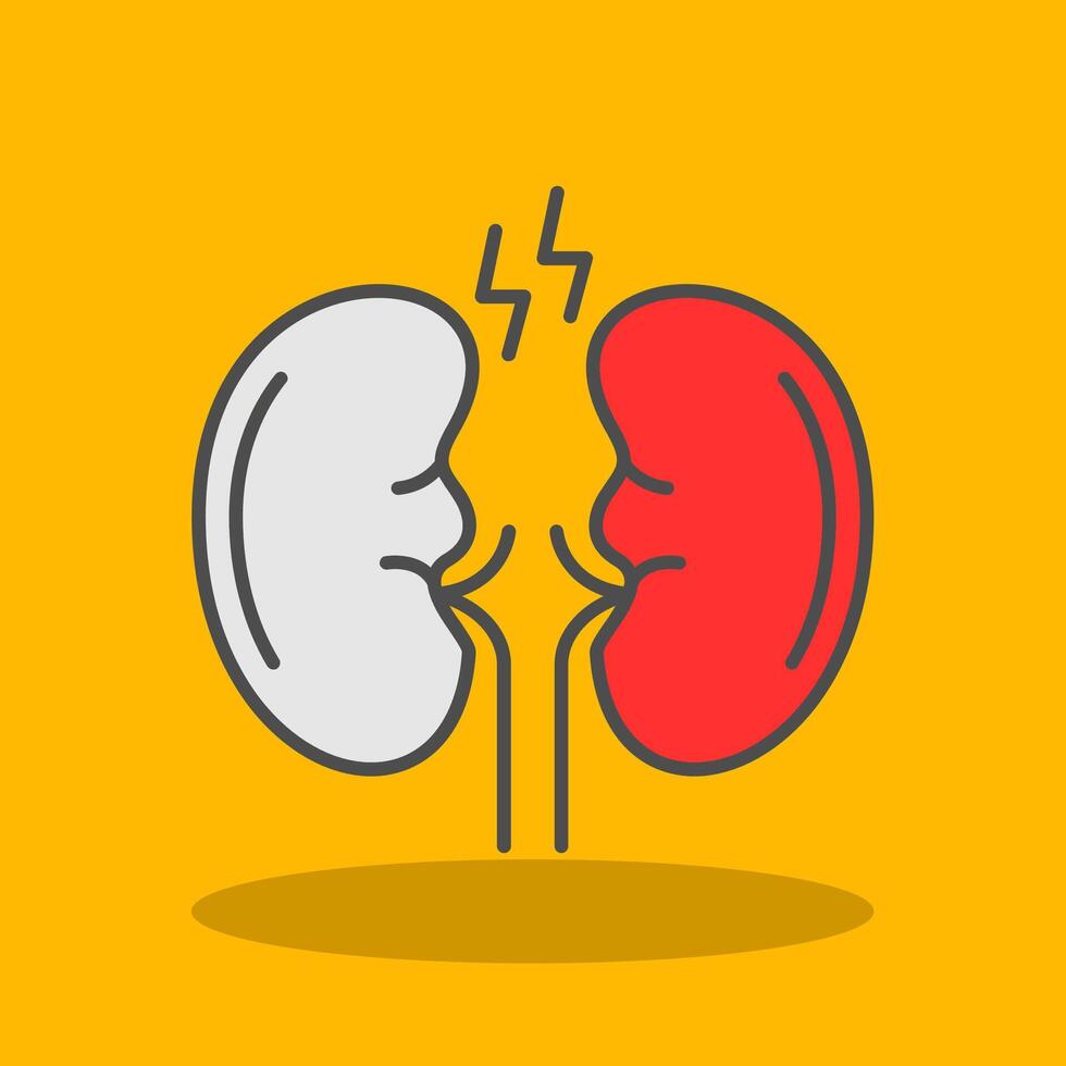 Kidney Filled Shadow Icon vector