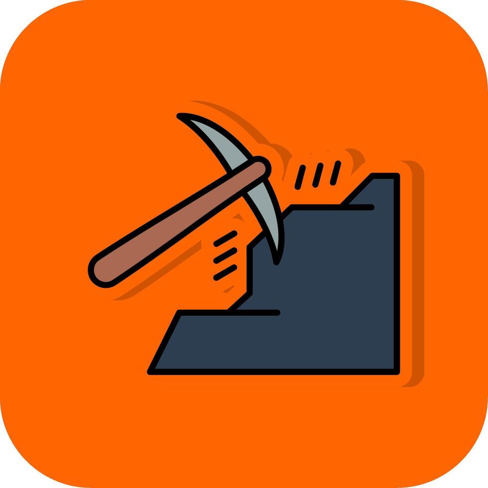 minería lleno naranja antecedentes icono vector