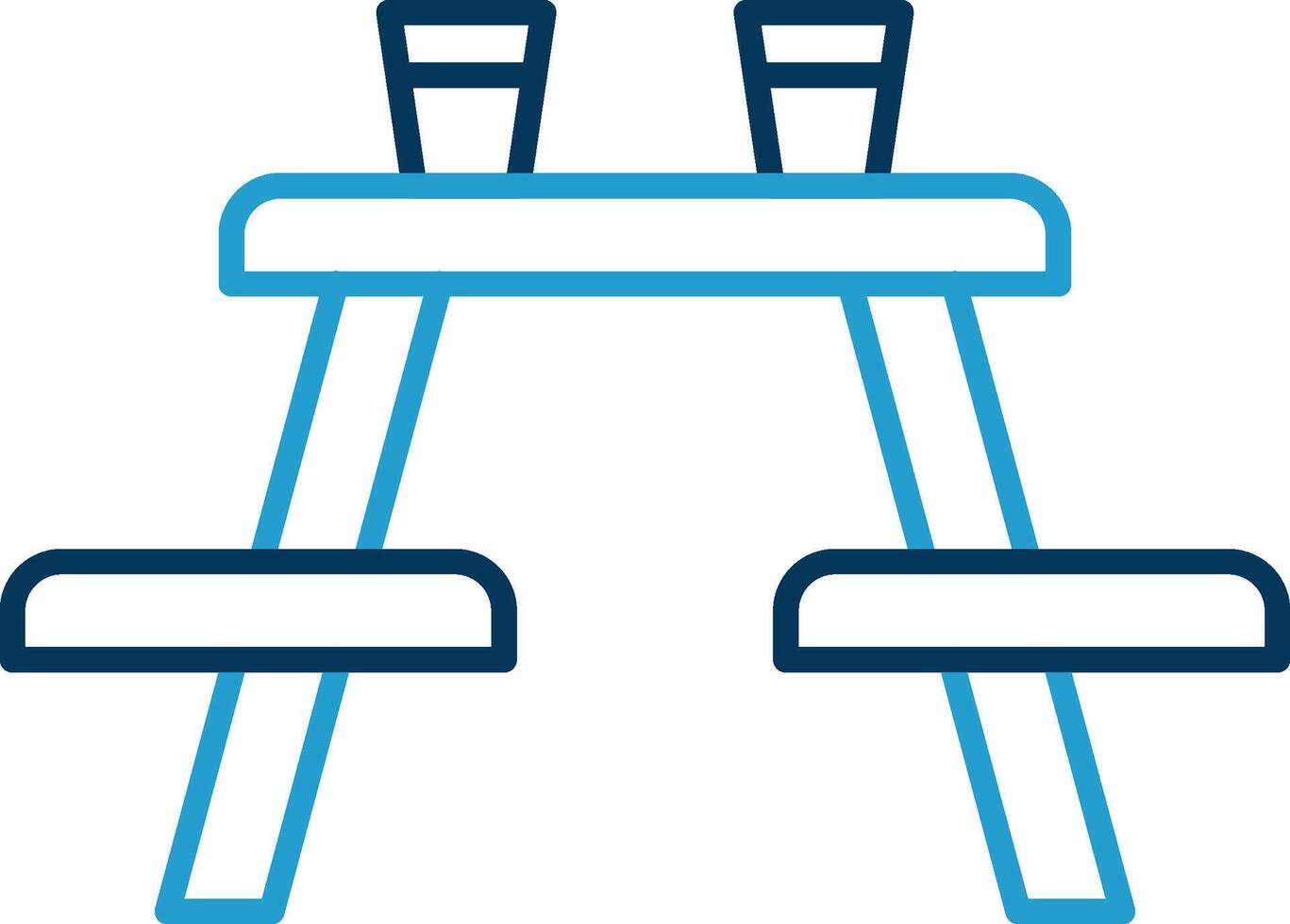 Picnic Table Line Blue Two Color Icon vector