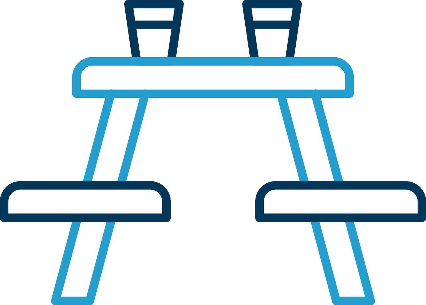 Picnic Table Line Blue Two Color Icon vector