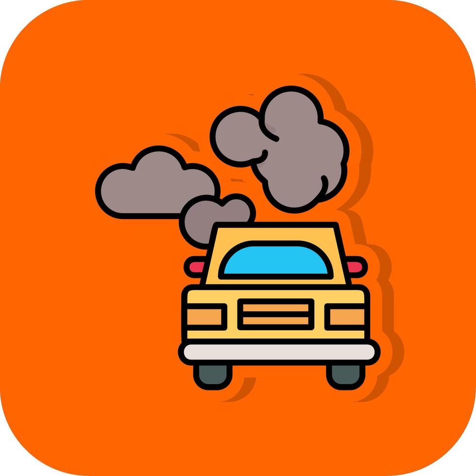 Car Pollution Filled Orange background Icon vector