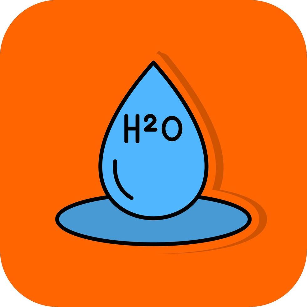 H2O lleno naranja antecedentes icono vector