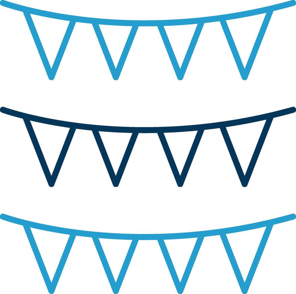 Bunting Line Blue Two Color Icon vector
