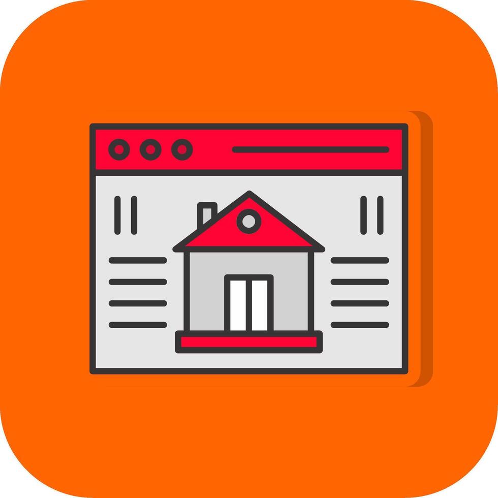 Real Estate Website Filled Orange background Icon vector