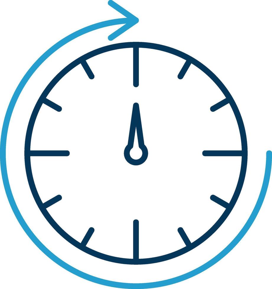 redondo reloj línea azul dos color icono vector