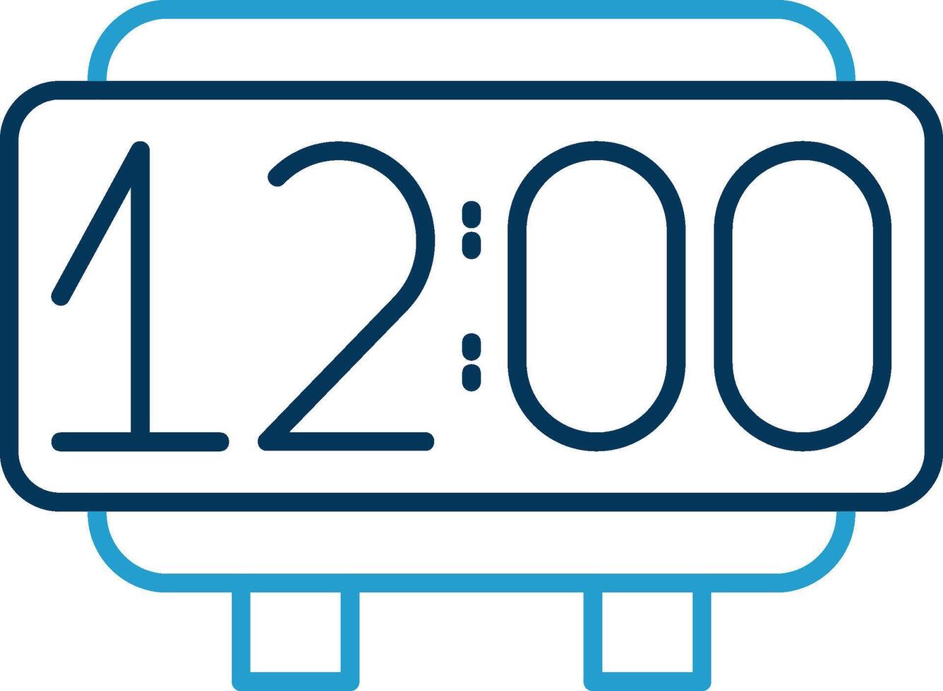 Digital Clock Line Blue Two Color Icon vector