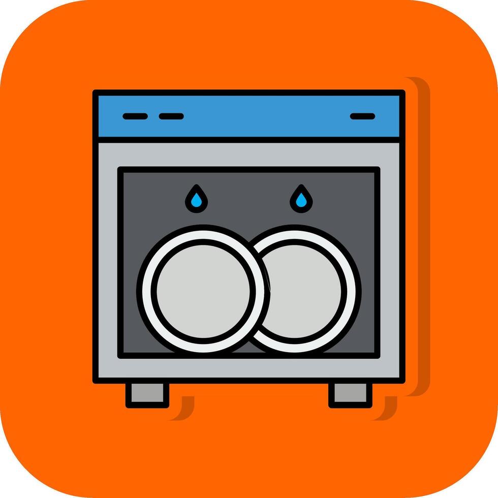 Dish Washing Filled Orange background Icon vector