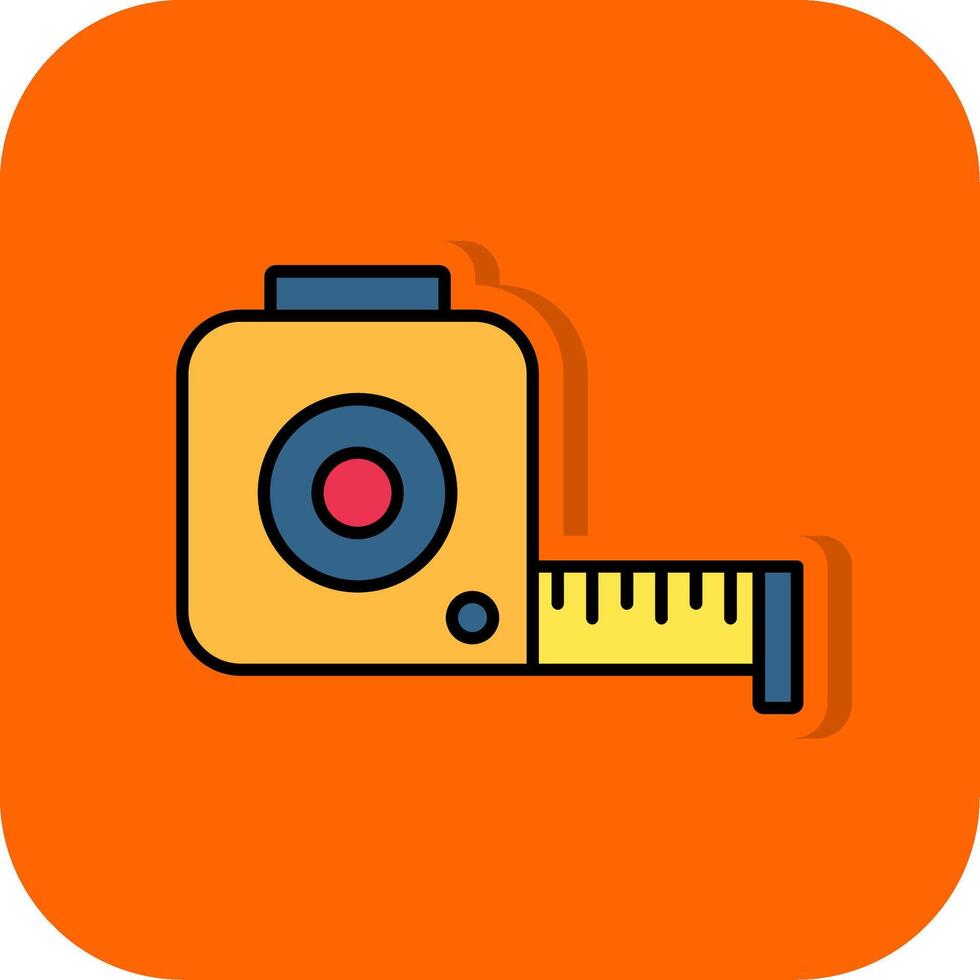Tape Measure Filled Orange background Icon vector