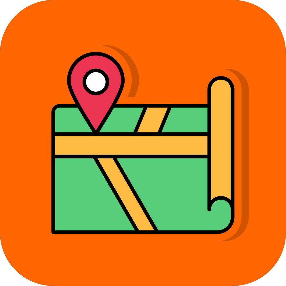 Map Filled Orange background Icon vector