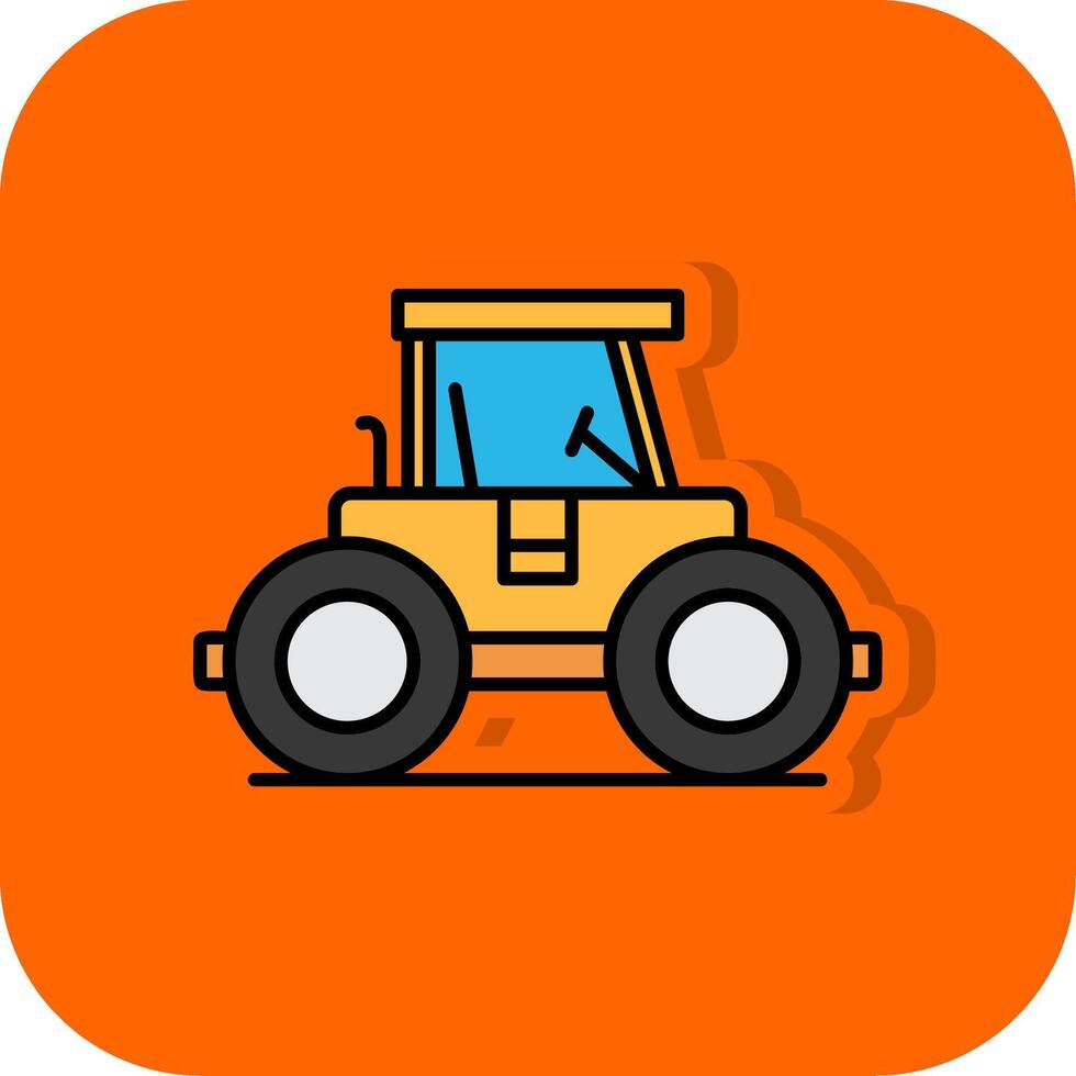 Road Roller Filled Orange background Icon vector