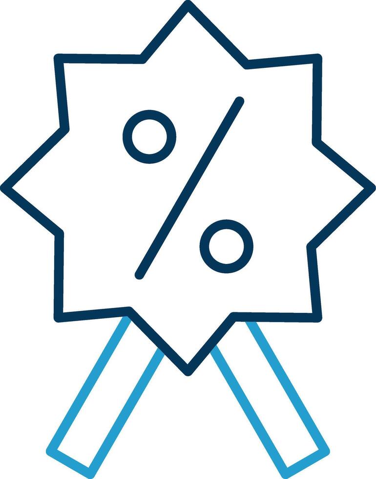 Discount Badge Line Blue Two Color Icon vector