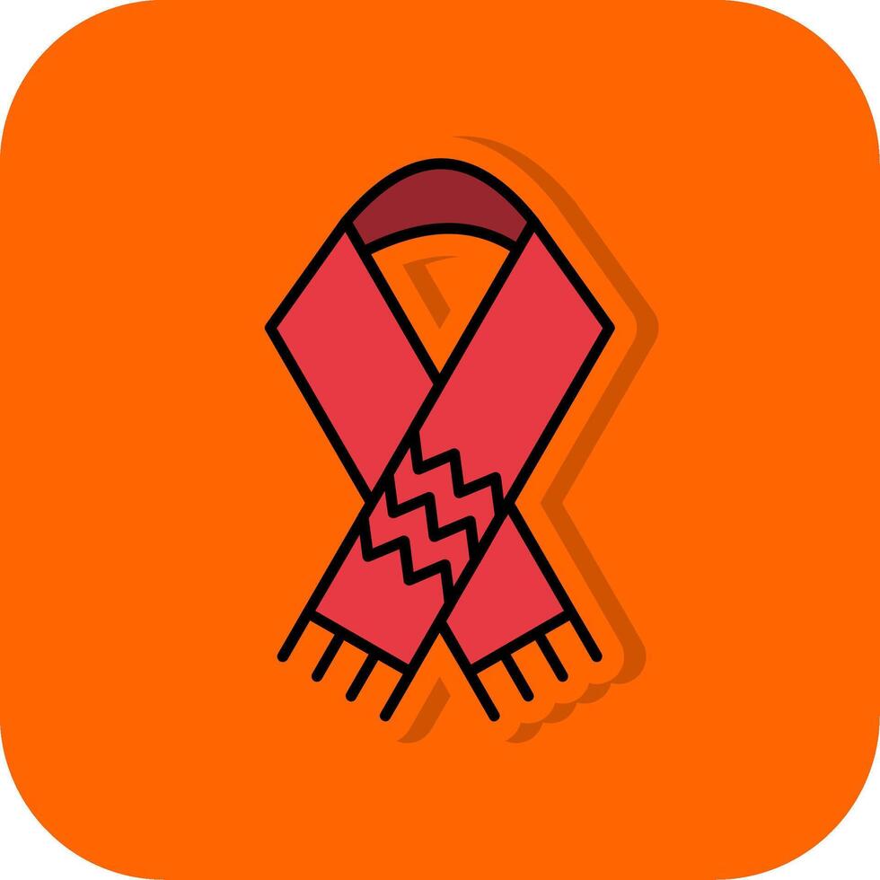 Scarf Filled Orange background Icon vector