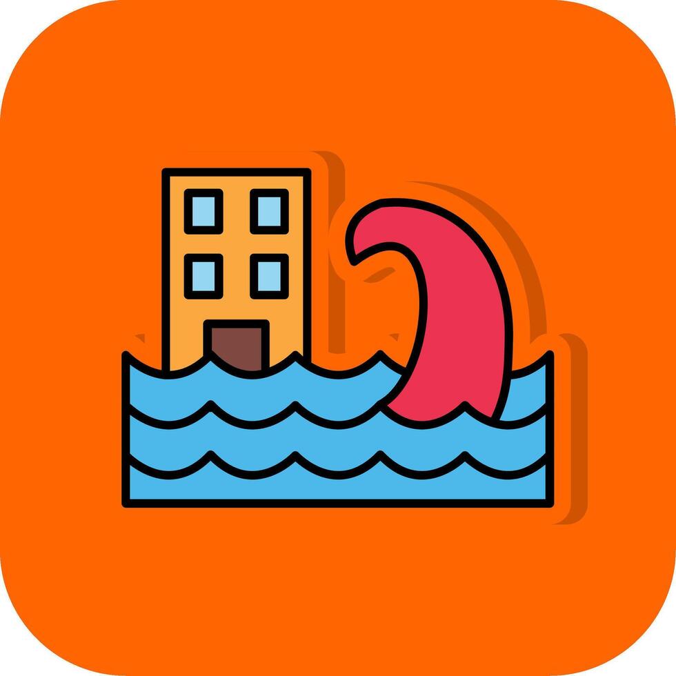 tsunami lleno naranja antecedentes icono vector