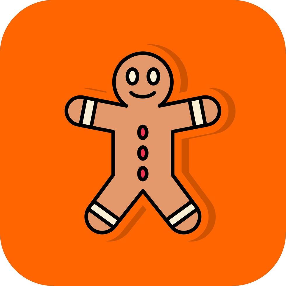 Gingerbread Man Filled Orange background Icon vector