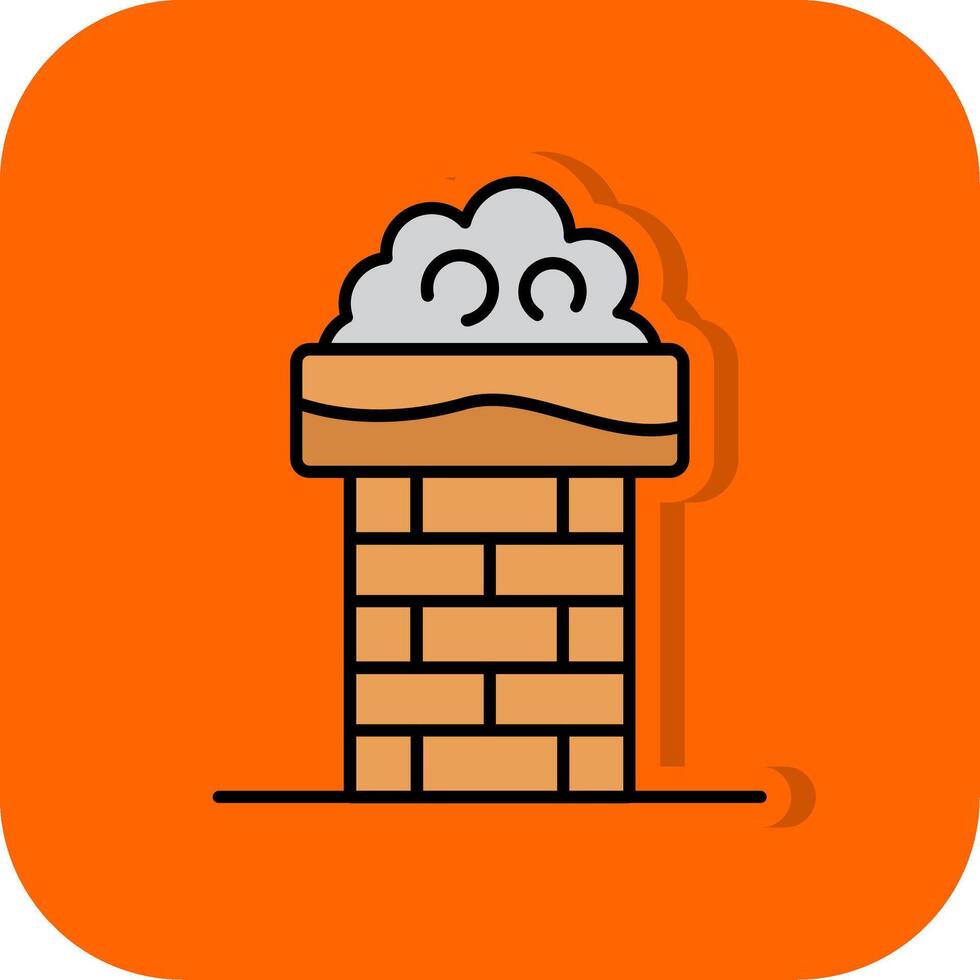 Chimenea parte superior lleno naranja antecedentes icono vector