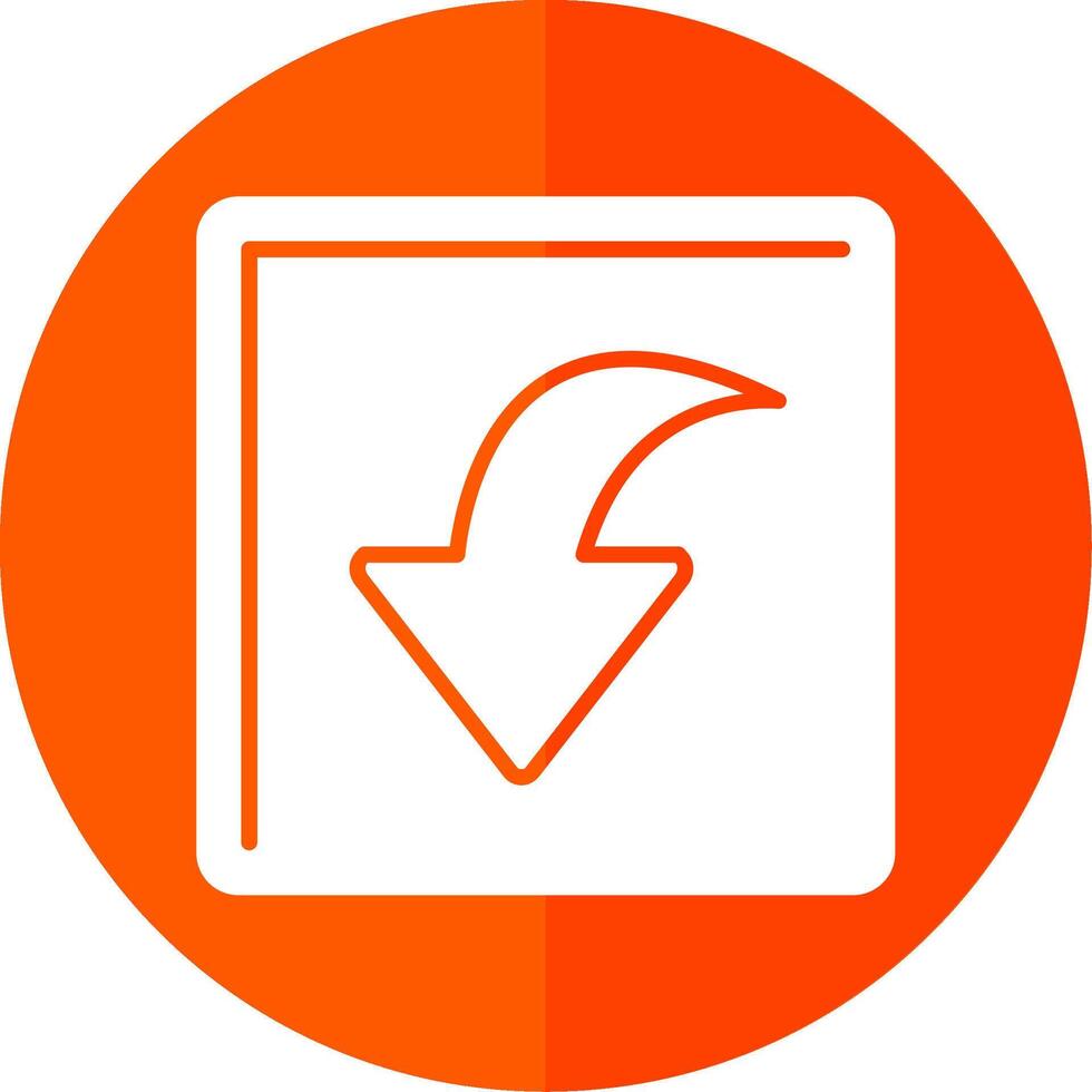 Curved Down Glyph Red Circle Icon vector