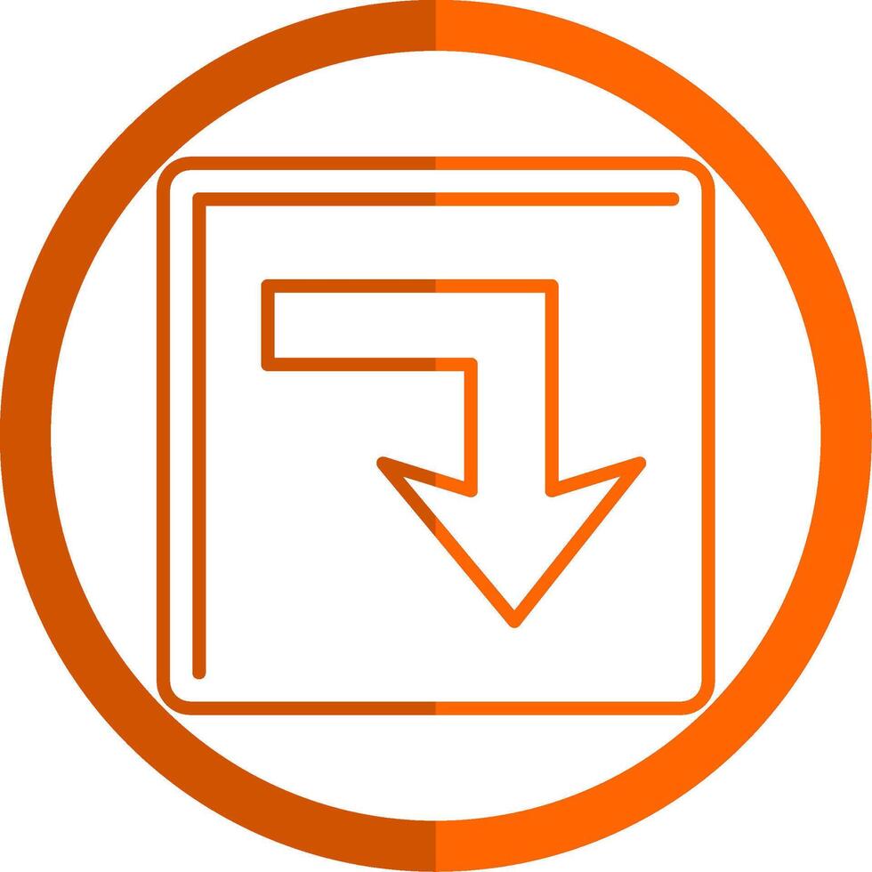 Turn Down Line Orange Circle Icon vector