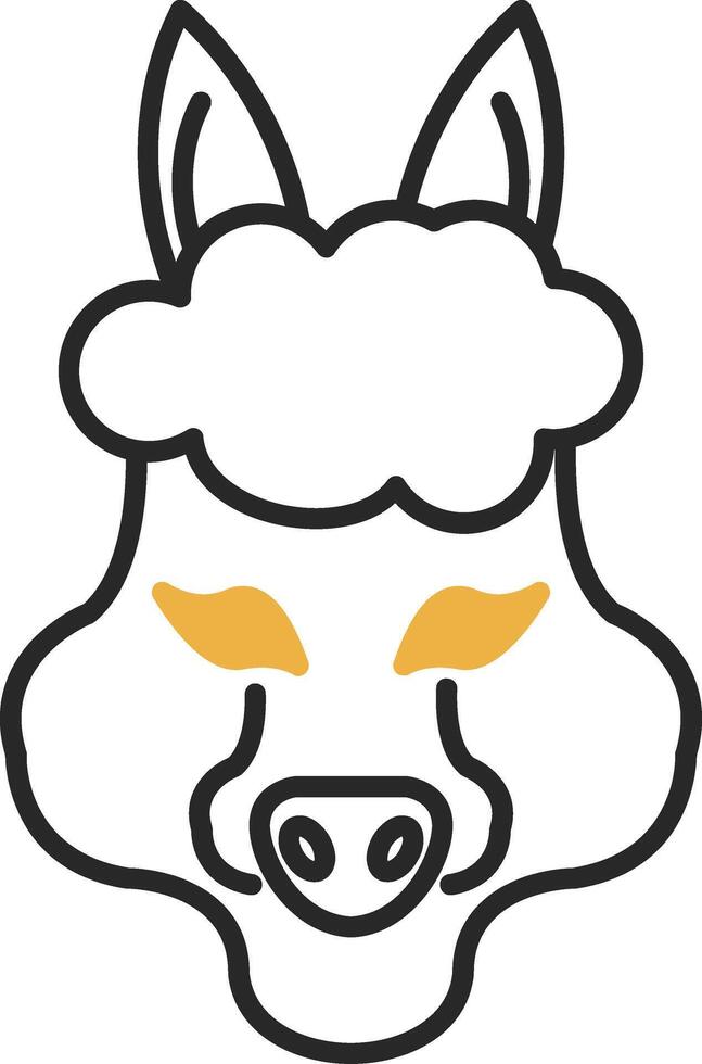 alpaca desollado lleno icono vector