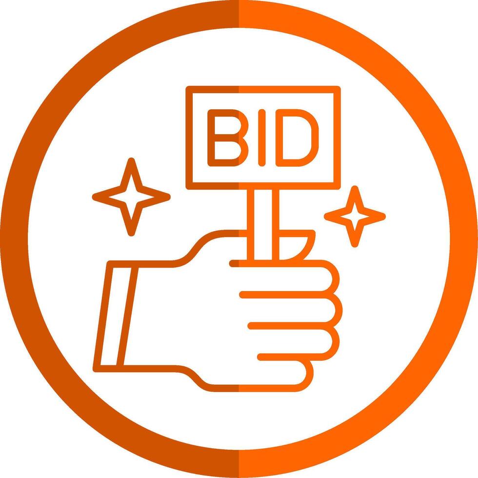 Bid Line Orange Circle Icon vector