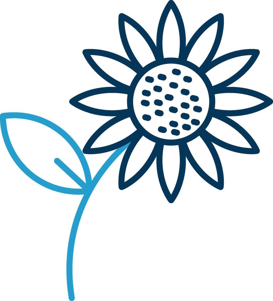 Sunflower Line Blue Two Color Icon vector