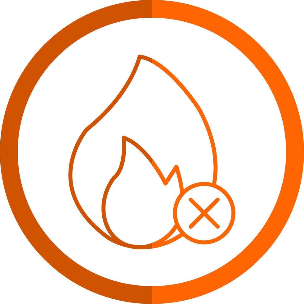 No Fire Line Orange Circle Icon vector