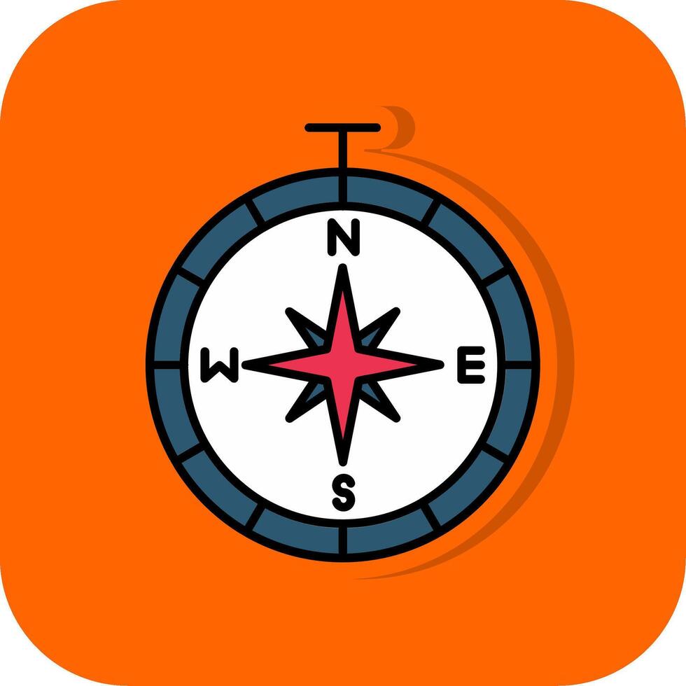 Compass Filled Orange background Icon vector