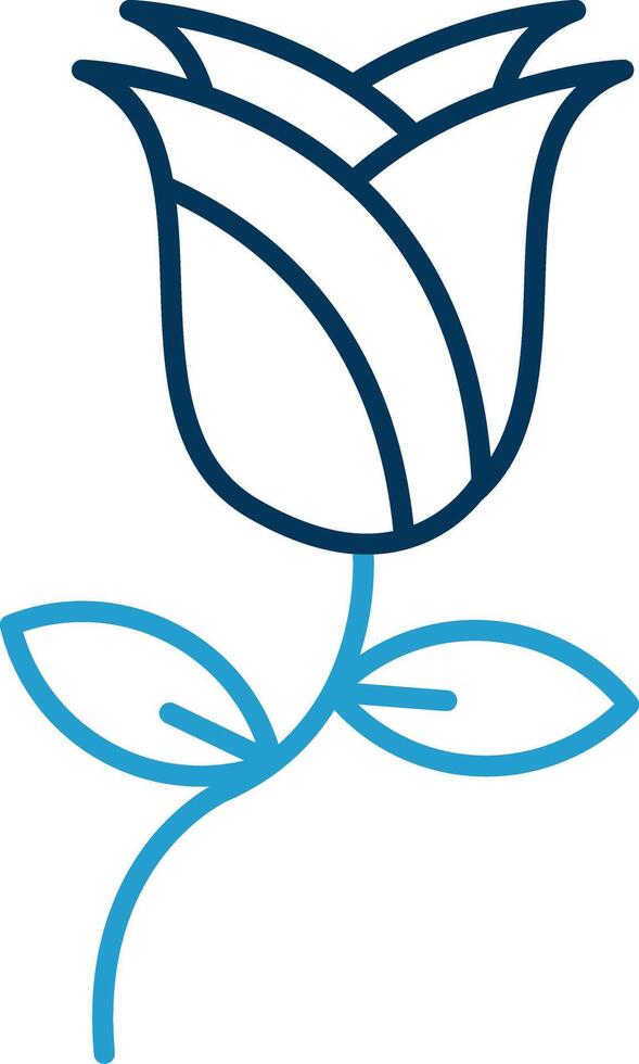 Rose Line Blue Two Color Icon vector