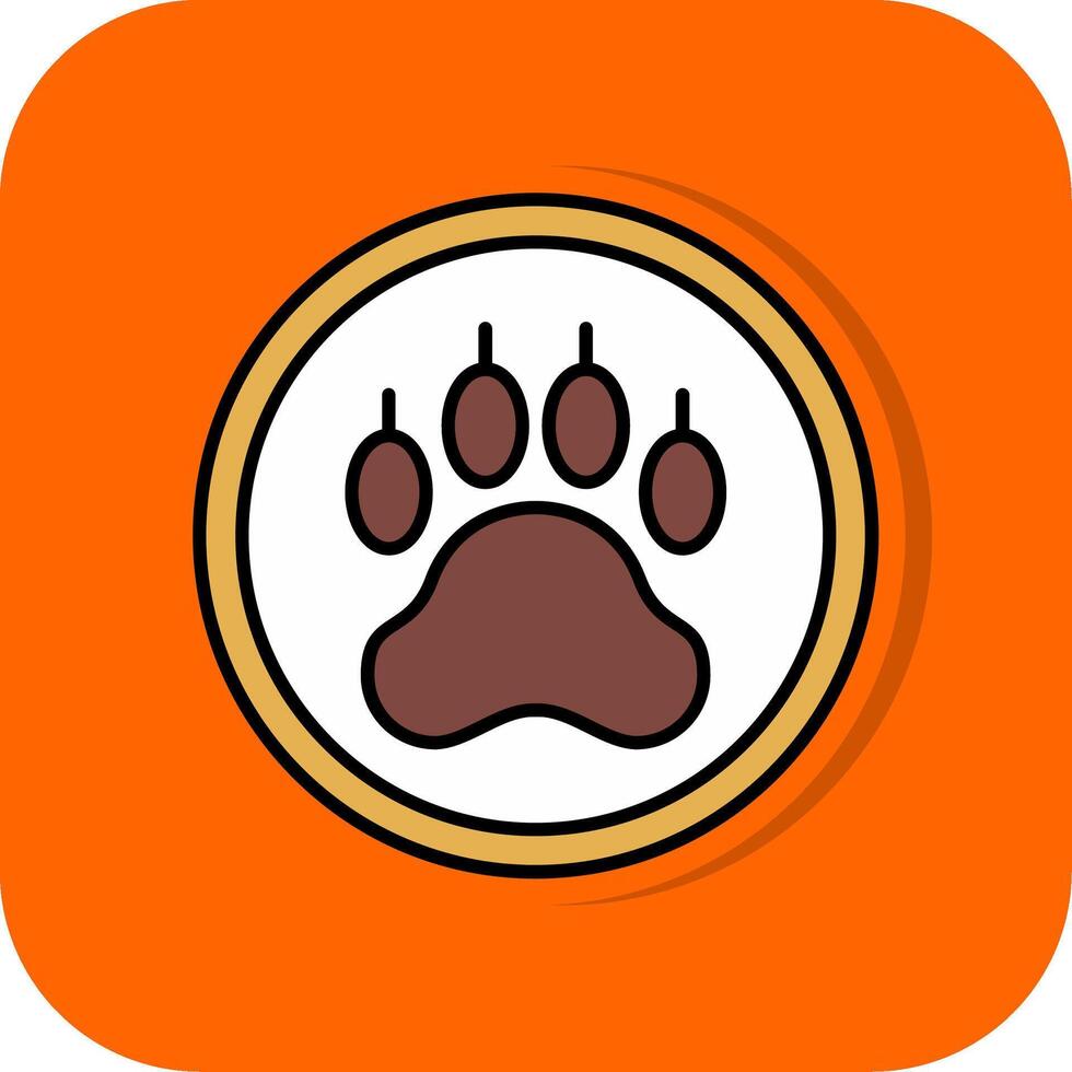 Pawprint Filled Orange background Icon vector