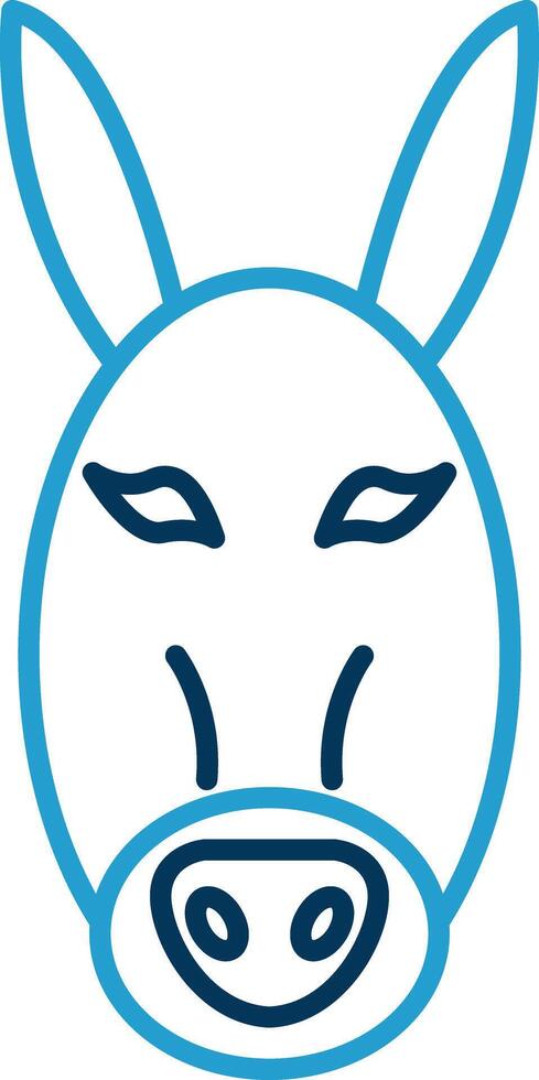 Burro línea azul dos color icono vector