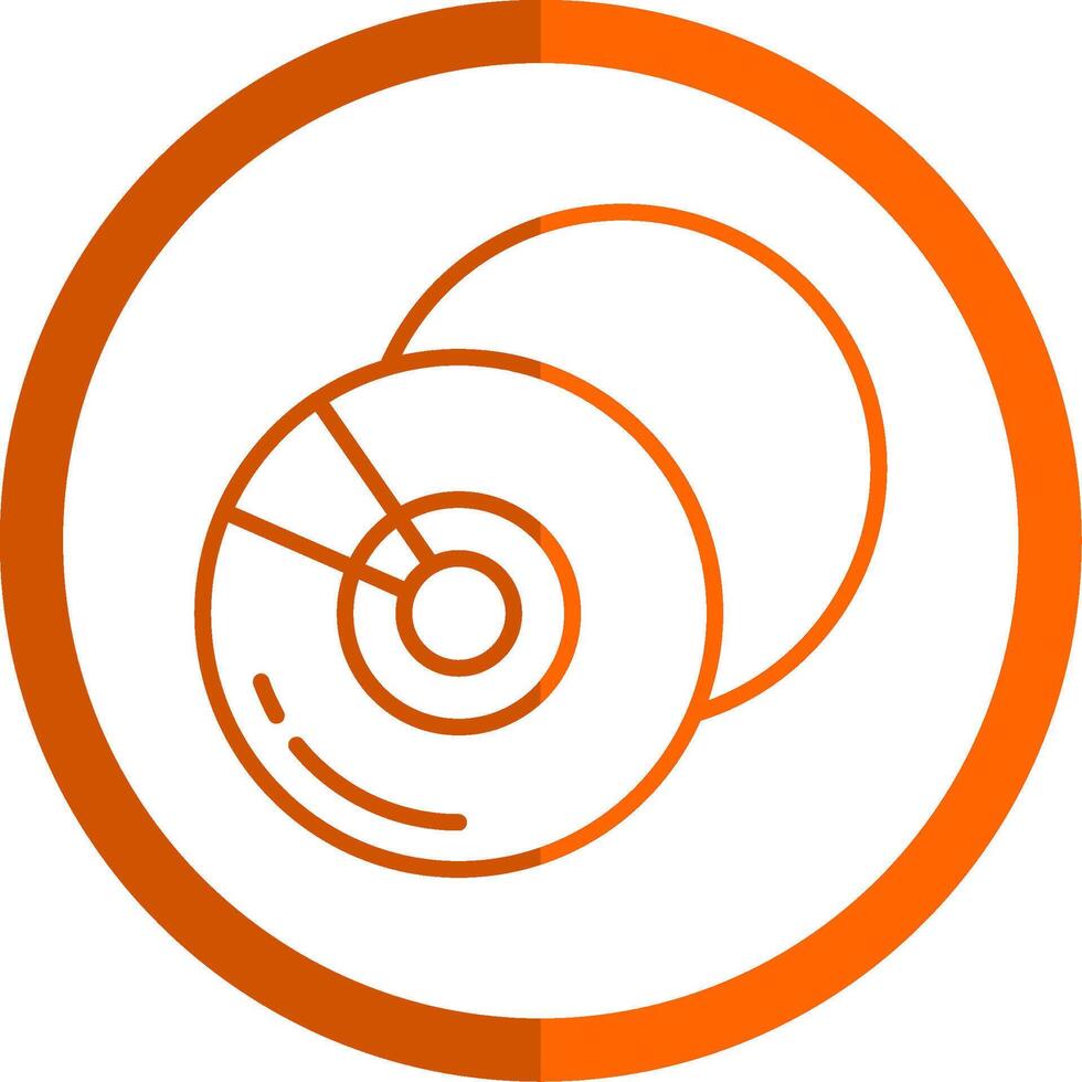 Compact Disk Line Orange Circle Icon vector