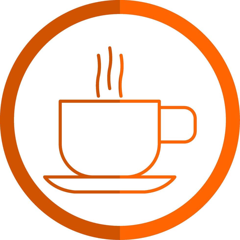 Hot Coffee Line Orange Circle Icon vector