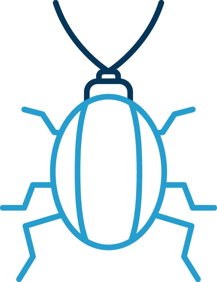 cucaracha línea azul dos color icono vector