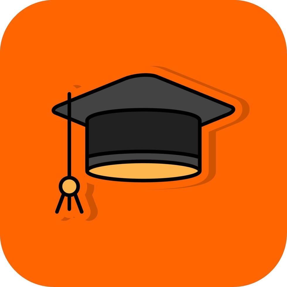 Mortarboard Filled Orange background Icon vector