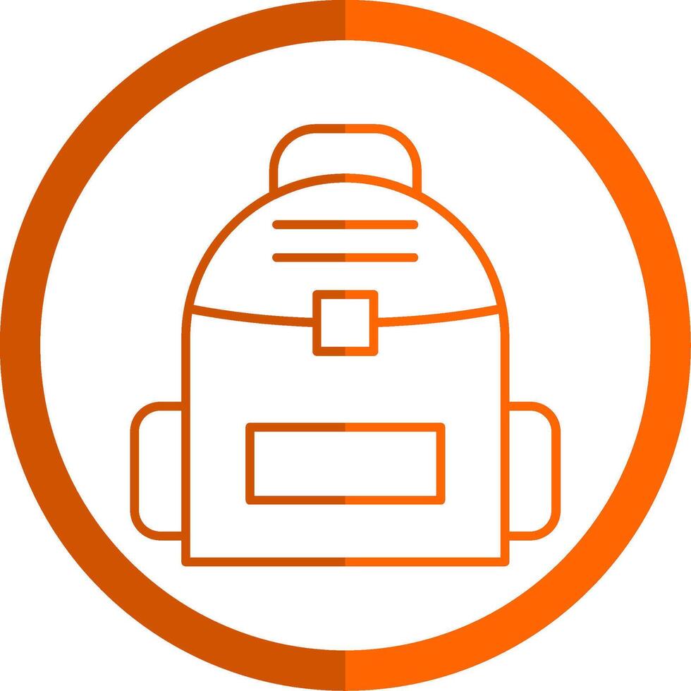 mochila línea naranja circulo icono vector