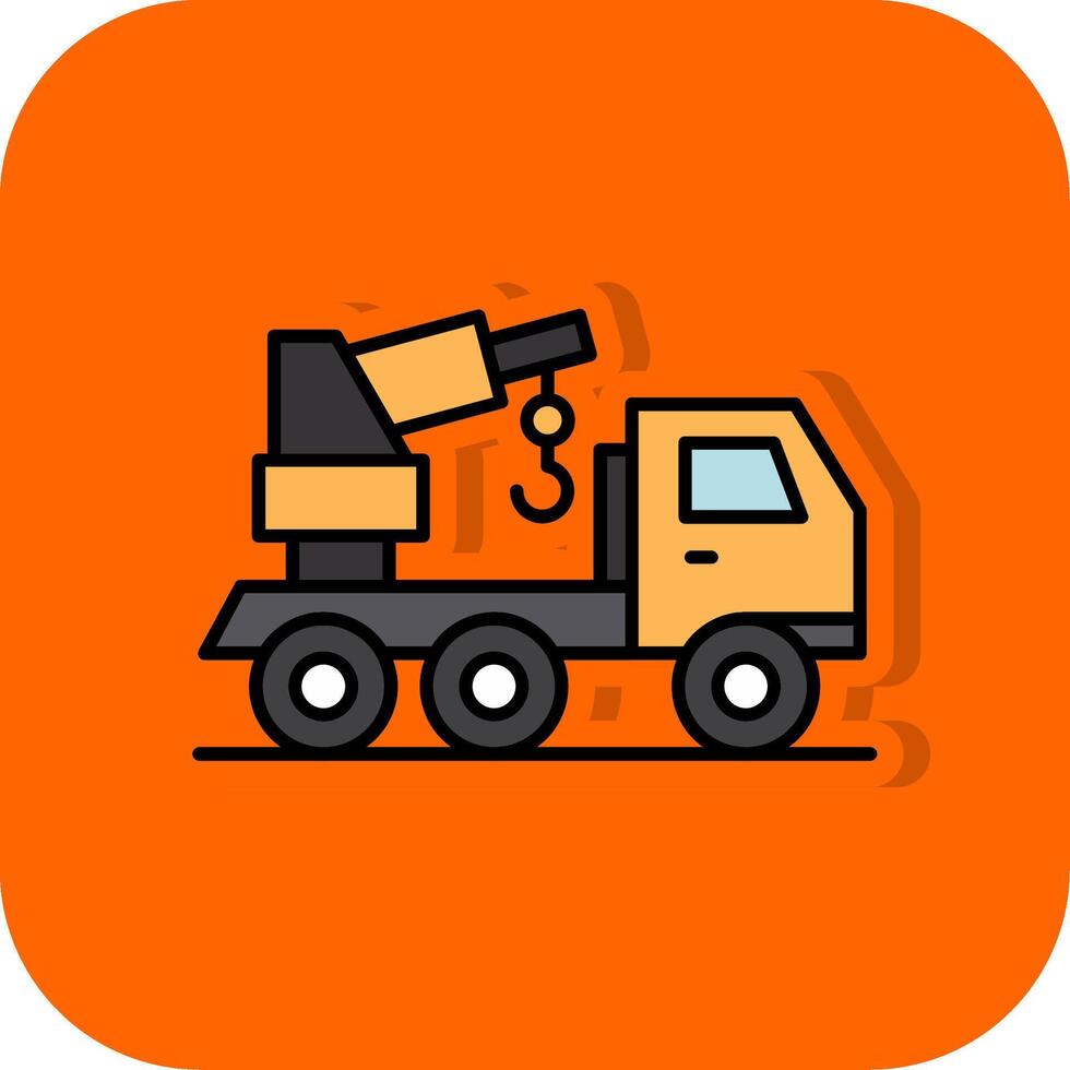 Crane Truck Filled Orange background Icon vector